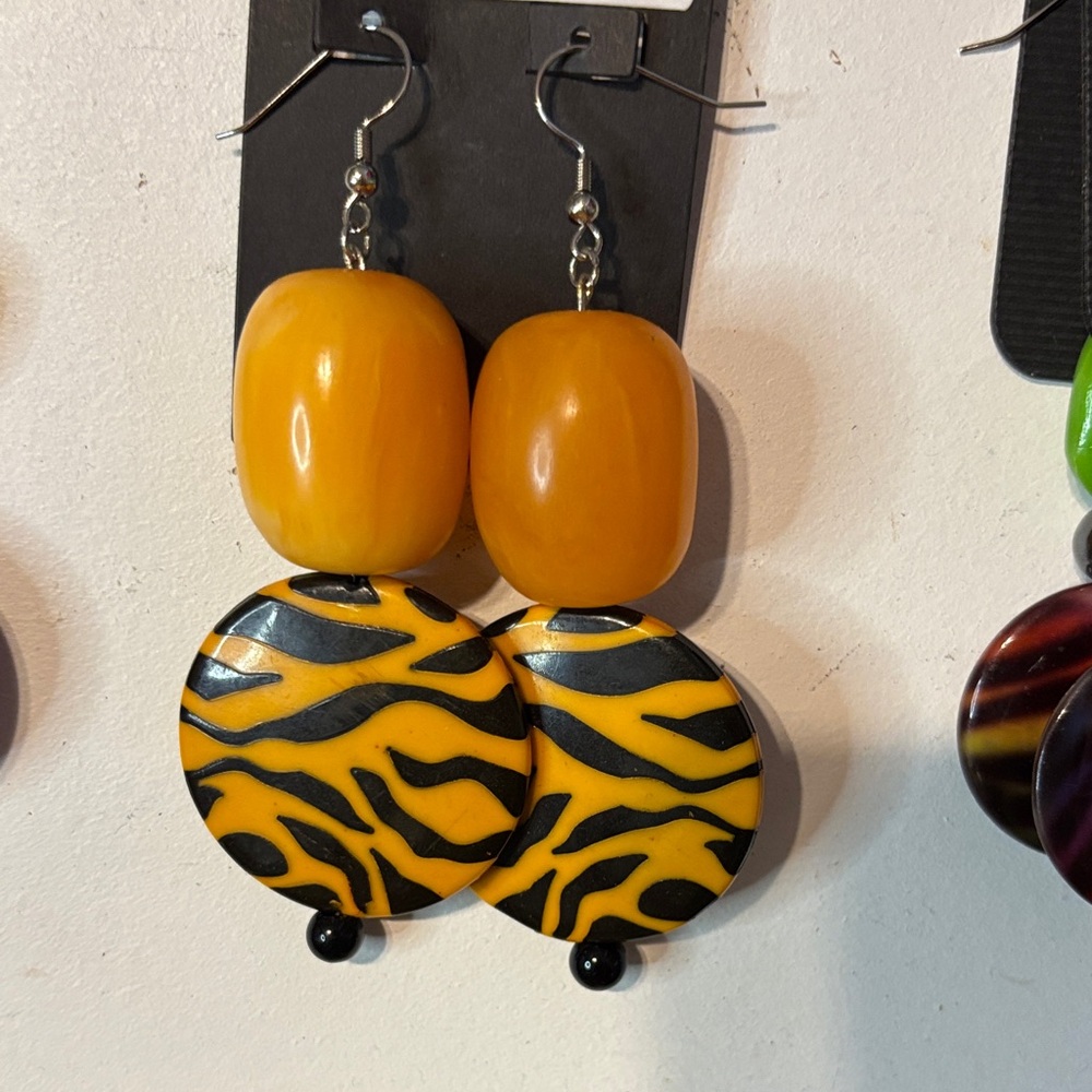 Bold Orange and Black 80s-Modern Earrings